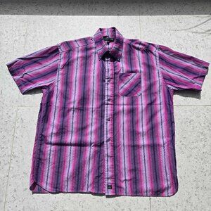 TED BAKER Men's Button Down Short Sleeve SHIRT 17.5 / 44.5 LARGE * Purple